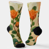 Chaussette Chaussettes Florales Rose Orange Art Floral (Angulaire)