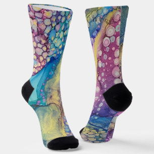 Chaussette Chaussettes folles d'art abstrait à encre alcooliq