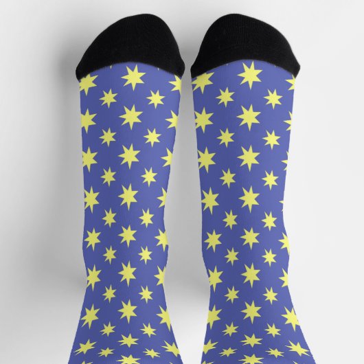 Chaussette Chaussettes folles d'Art Funky Star jaune et bleu (Haut)