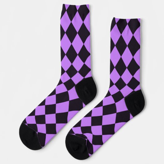 Chaussette Chaussettes folles de Motif Diamond noir et violet (Gauche)