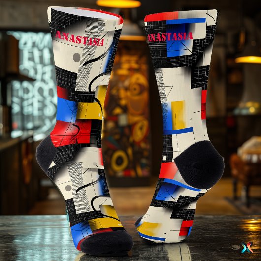 Chaussette Chaussettes géométriques abstraites avec des blocs
