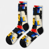 Chaussette Chaussettes géométriques abstraites avec des blocs (Gauche)