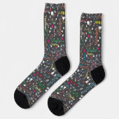 Chaussette Chaussettes gris foncé pleines de noms Coeurs et é (Gauche)