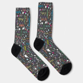Chaussette Chaussettes gris foncé pleines de noms Coeurs et é (Droite)