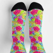 Chaussette Chaussettes Hawaïennes à fleurs roses (Haut)