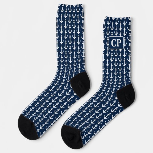 Chaussette Chaussettes homme personnalisées avec motif d'ancr (Gauche)
