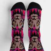 Chaussette Chaussettes Lion Roses - Portrait Visage Lion - Tê (Haut)