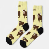 Chaussette Chaussettes Marron Design Taureau (Gauche)