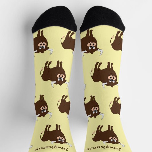 Chaussette Chaussettes Marron Design Taureau (Haut)