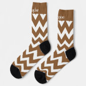 Chaussette Chaussettes Marron Design Zig Zag (Gauche)