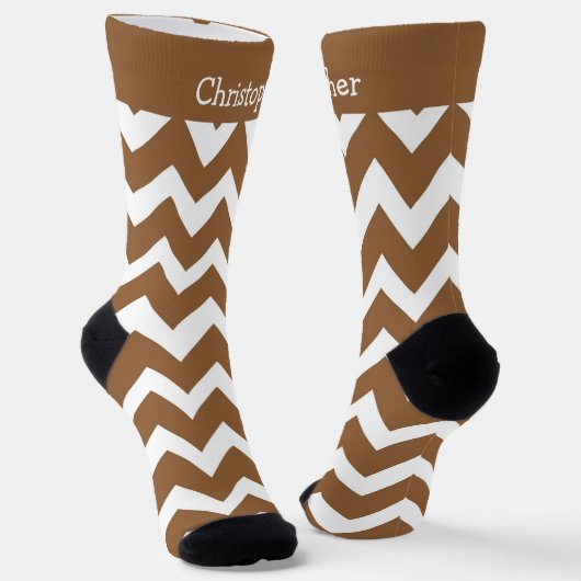 Chaussette Chaussettes Marron Design Zig Zag (Angulaire)