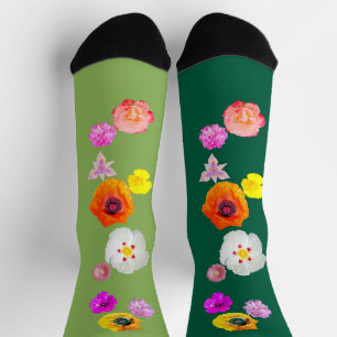 Chaussette Chaussettes mélange de fleurs vert vibrant