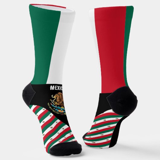 Chaussette Chaussettes Mexique, couleurs du drapeau mexicain  (Angulaire)