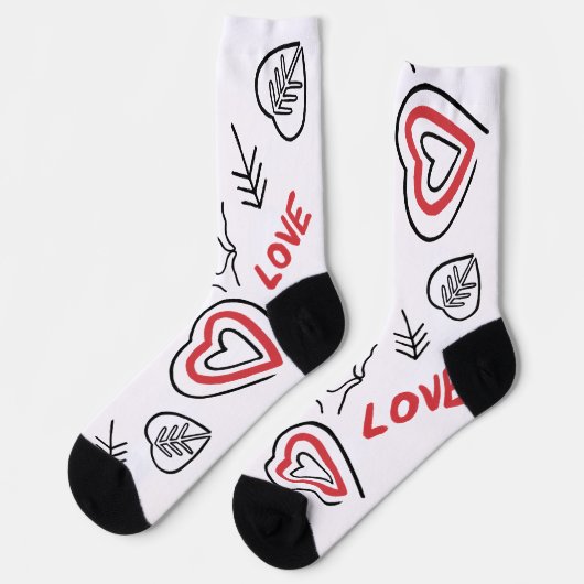 Chaussette Chaussettes mi-longues motifs cœurs love (Gauche)