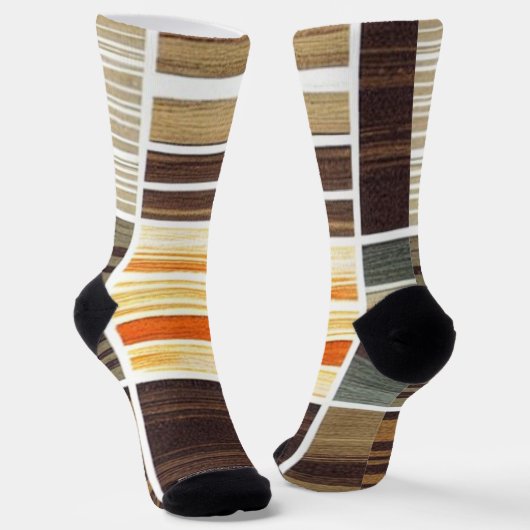 Chaussette Chaussettes Modernes Lignes Vagues Automne Tons Te (Angulaire)