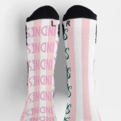 Chaussette Chaussettes montantes rayées rose et blanc Étalez (Haut)