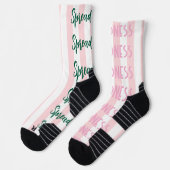 Chaussette Chaussettes montantes rayées rose et blanc Étalez (Gauche)