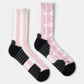 Chaussette Chaussettes montantes rayées rose et blanc Étalez (Droite)