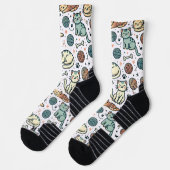 Chaussette Chaussettes Motif Cute Chat - Conception Féline Ad (Gauche)