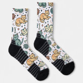 Chaussette Chaussettes Motif Cute Chat - Conception Féline Ad (Droite)