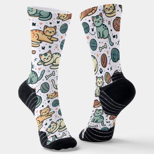 Chaussette Chaussettes Motif Cute Chat - Conception Féline Ad (Angulaire)