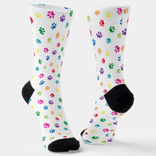 Chaussette Chaussettes Motif Empreintes de pattes colorées