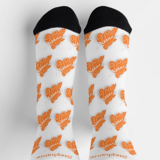 Chaussette Chaussettes motif papillon orange (Haut)