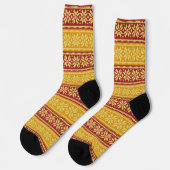 Chaussette Chaussettes Motifs à fleurs marron rouge or Poinse (Gauche)