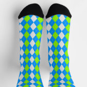 Chaussette Chaussettes Motifs AQUA BLUE & LIME GREEN Jacquard (Haut)