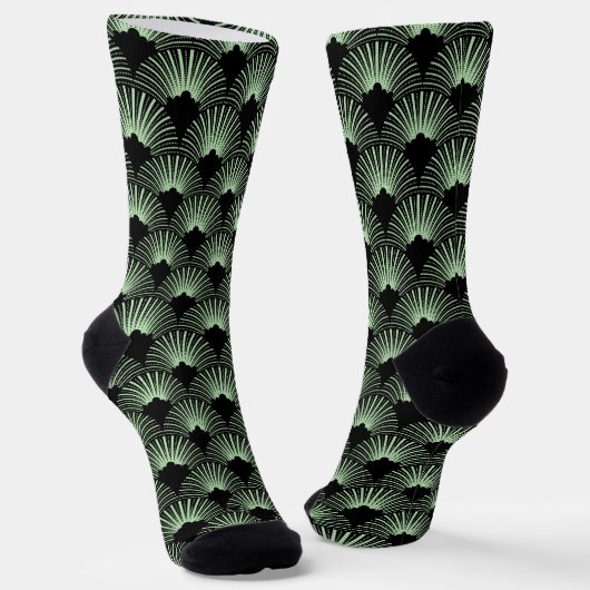 Chaussette Chaussettes Motifs Art déco noir et vert (Angulaire)