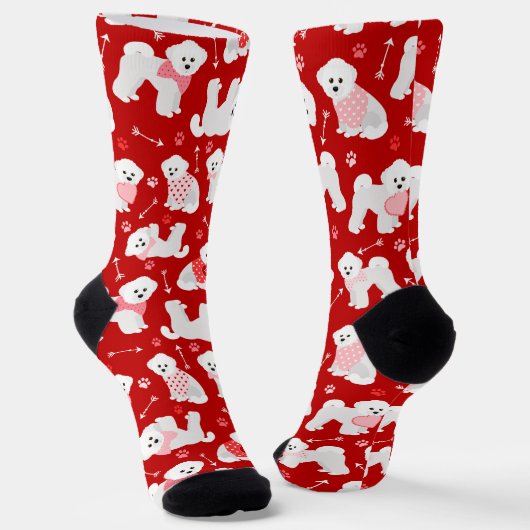 Chaussette Chaussettes Motifs Bichon Frise Valentine (Angulaire)
