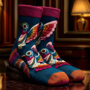 Chaussette Chaussettes Motifs Brodées Colorées