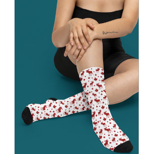 Chaussette Chaussettes Motifs Canada Maple Leaf et Moose