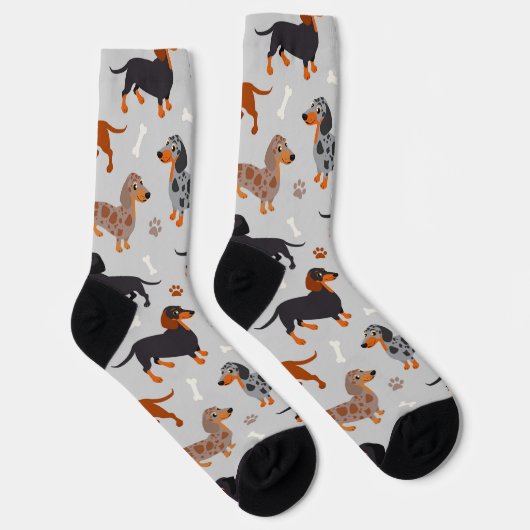 Chaussette Chaussettes Motifs Dachshund Paws et Bones (Droite)