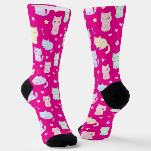 Chaussette Chaussettes Motifs de chats Kawaii (Angulaire)