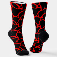 Chaussettes motifs de girafe rouge et noire abstra