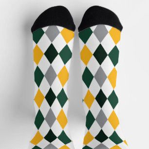 Chaussette Chaussettes Motifs de Jacquard vert et or