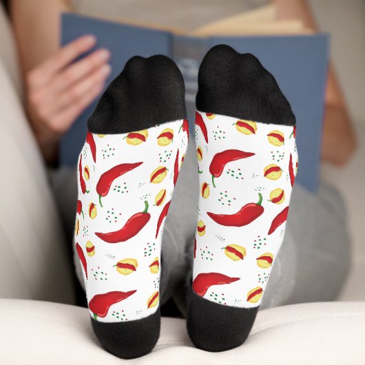 Chaussette Chaussettes Motifs élégantes Red Chile (Fond)