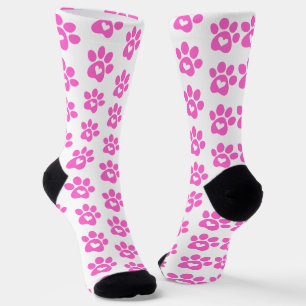 Chaussette Chaussettes Motifs Empreintes de pattes roses