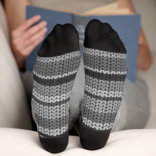 Chaussette Chaussettes motifs en faux tricot gris