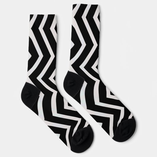 Chaussette chaussettes motifs en zigzag noir&blanc (Droite)