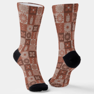 Chaussette Chaussettes Motifs Feuilles Rustiques Brown