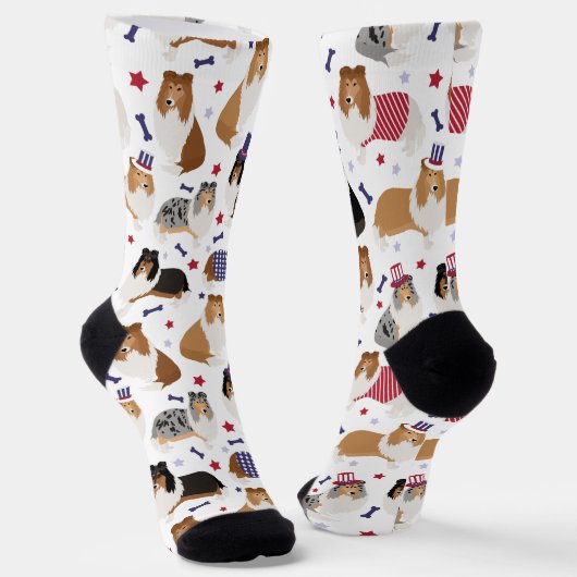 Chaussette Chaussettes Motifs Patriotic Rough Collie (Angulaire)