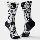 Chaussette Chaussettes Motifs pour chats noir et blanc amusan (Angulaire)