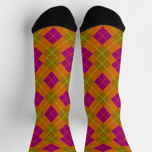Chaussette Chaussettes motifs violet et vert Jacquard (Haut)