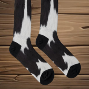 Chaussette Chaussettes noir blanc en cuir de vache