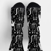 Chaussette Chaussettes noires avec Chat blanc Chic Motif (Haut)