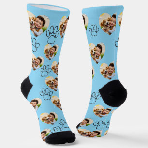 Chaussette Chaussettes noires avec photo et empreintes de pat