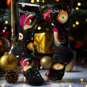 Chaussette Chaussettes noires cosmiques avec un motif de nébu