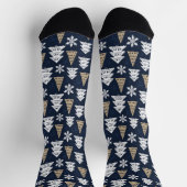 Chaussette Chaussettes noires en Arbre de Noël blanc mignon (Haut)